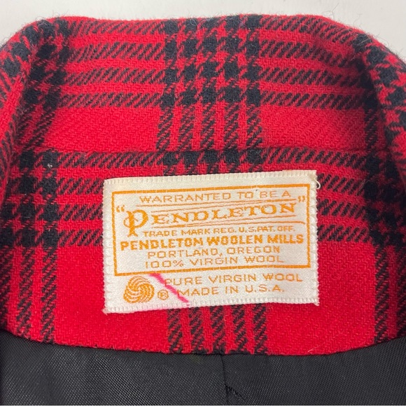 Vintage 1950s Pendleton Wool Plaid Blazer Cropped Holiday Christmas Jacket Sz XS - Picture 7 of 10